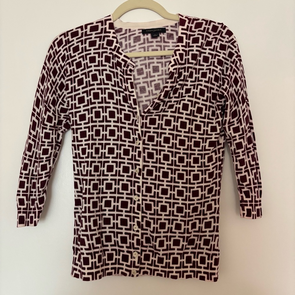 Banana Republic Patterned 3/4 sleeve cardigan